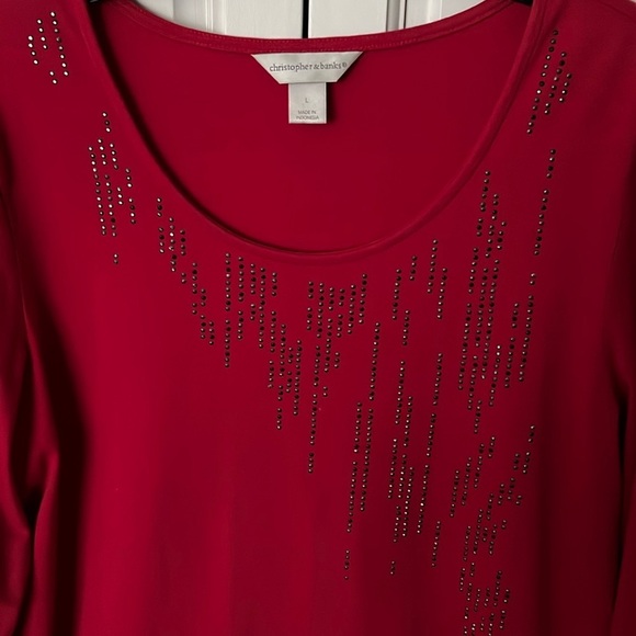 Christopher Banks women’s size L, long sleeve, gunmetal gem embellished top - Picture 3 of 9